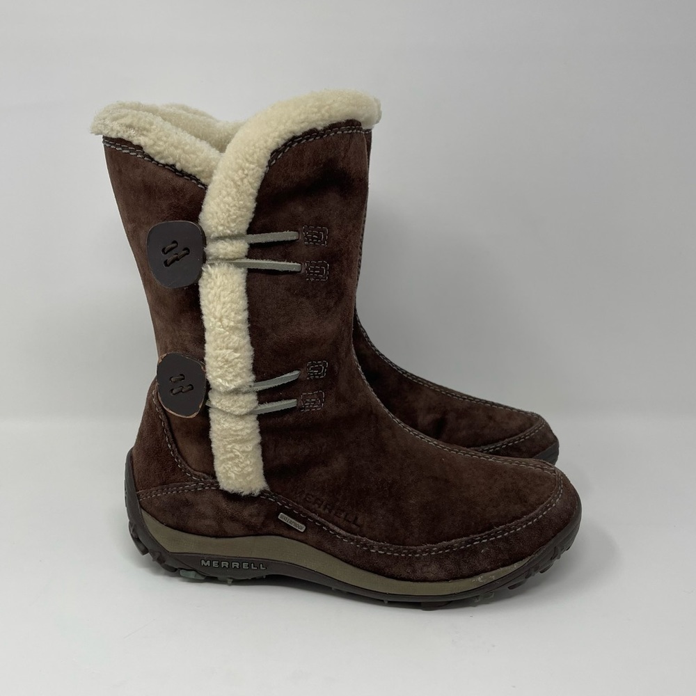 Merrell Brown Winter Boots with Cream Trim